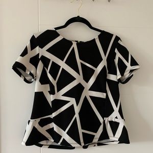 Bar III black and white geometric pattern blouse